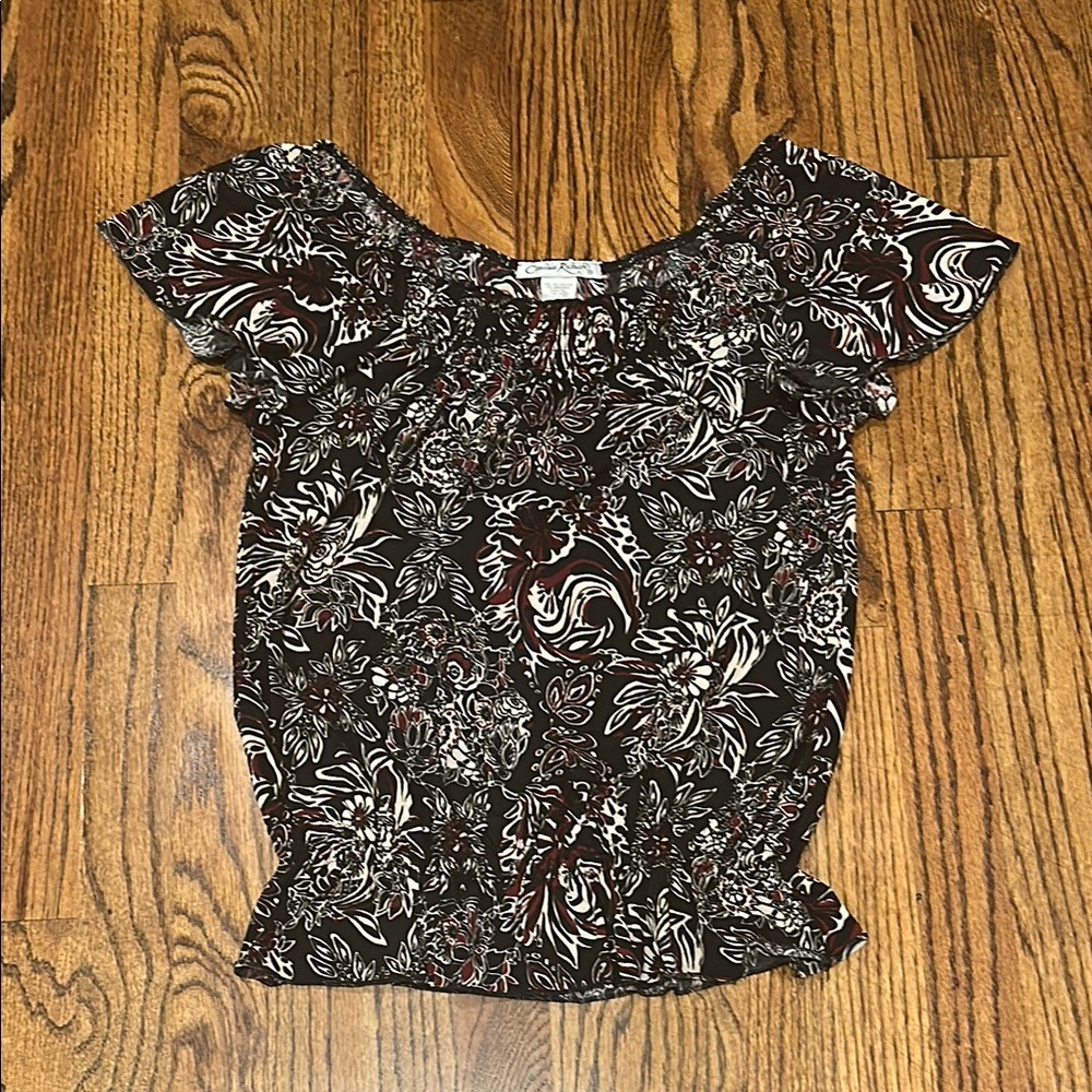 Claudia Richard Black Floral Shirt